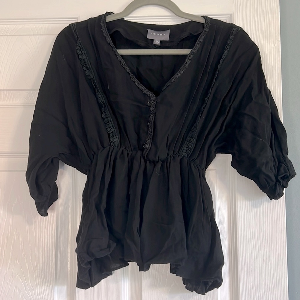 Hudson Gray Peplum top with crochet details
